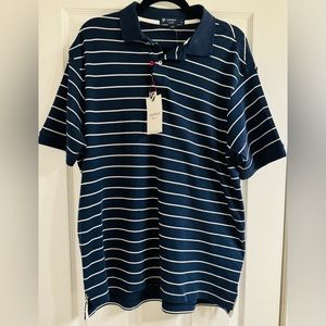 Mens Cremieux  2 button striped polo shirt size Large new with tags